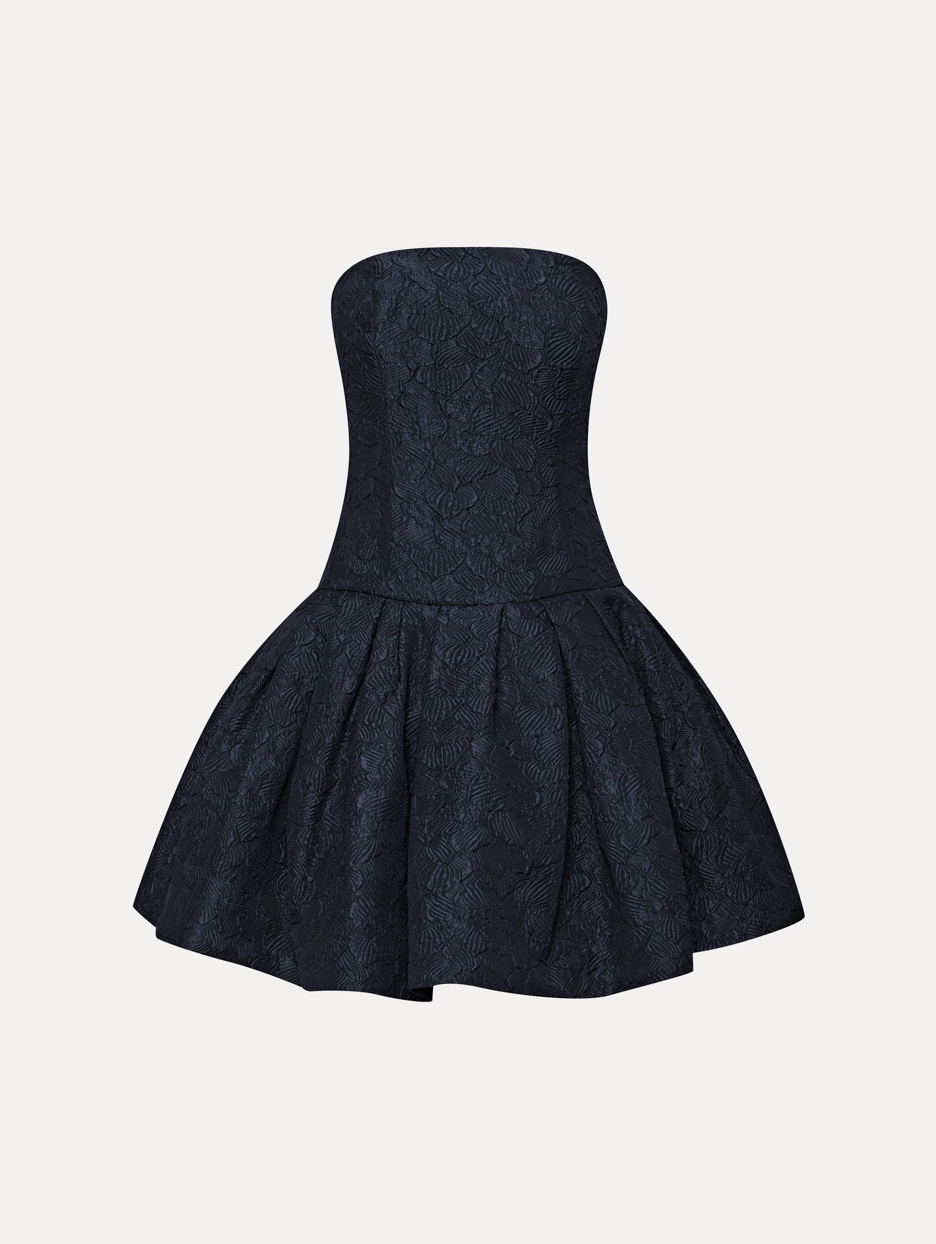 jacquard fitted ruffle hem strapless mini dress Oscar de La Renta Textured Cloqué Cape-back Dress