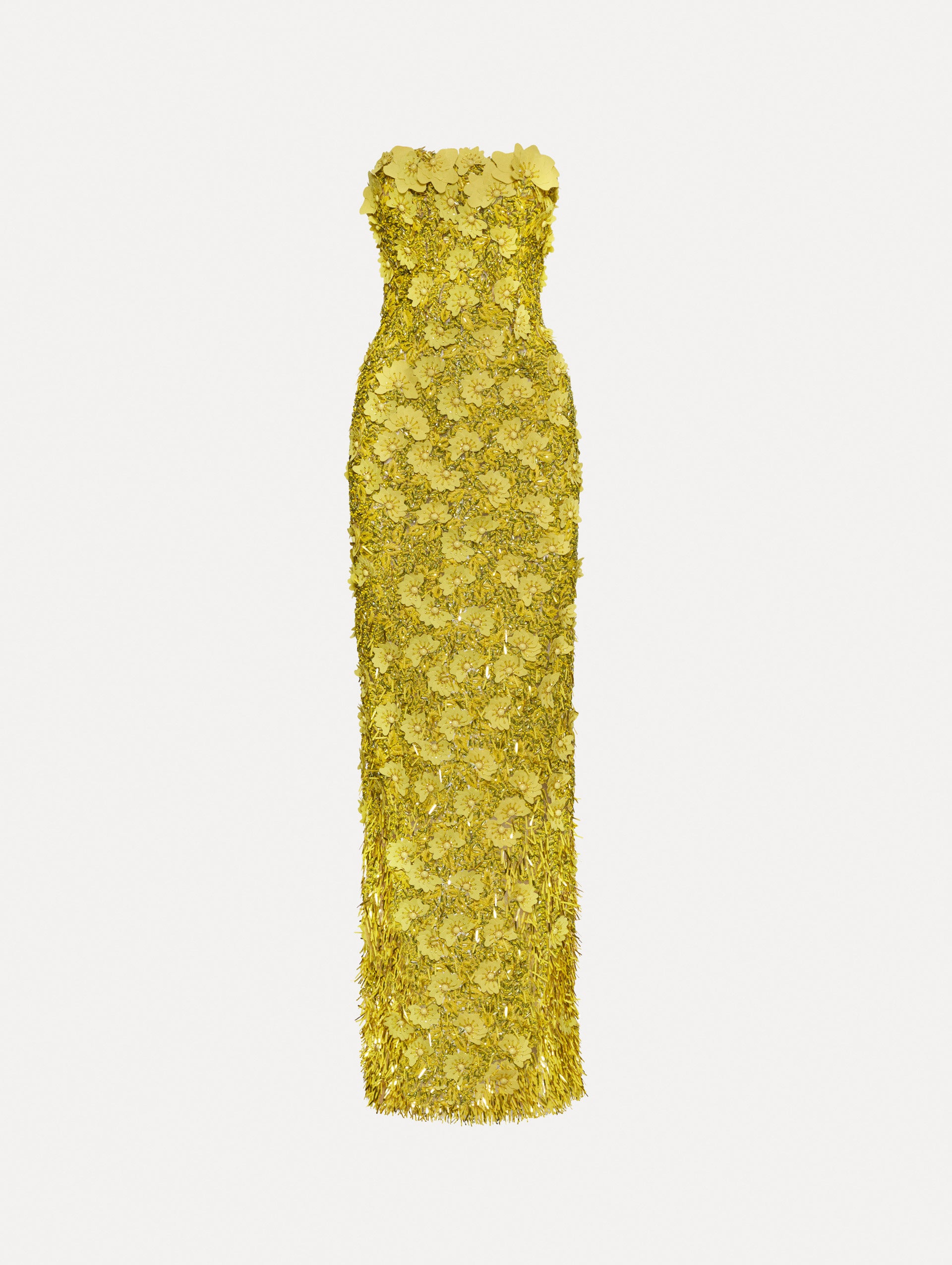 Peony Sequin and Raffia Embroidered Gown