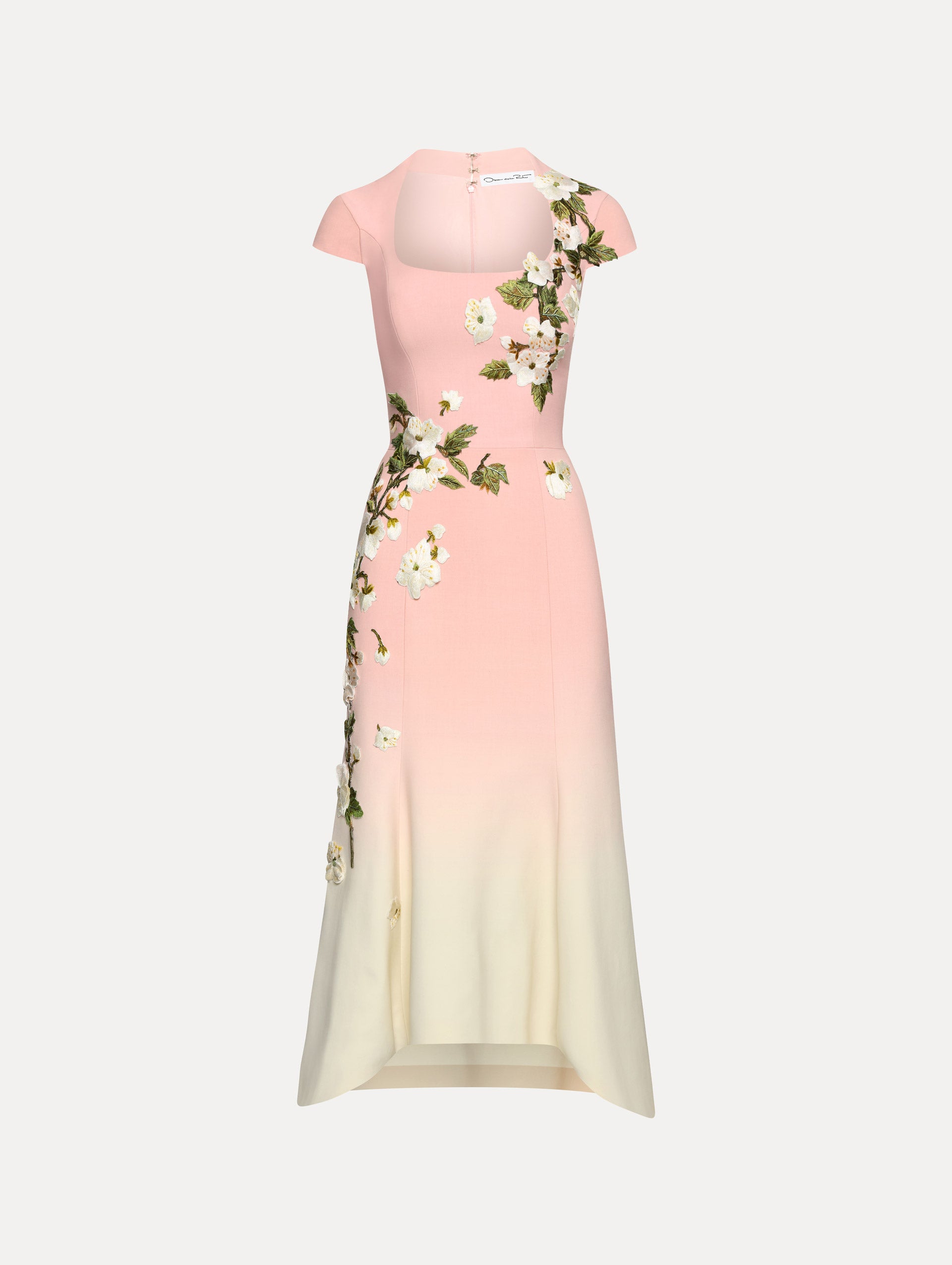 Cherry Blossom Embroidered Ombré Dress - Main Image