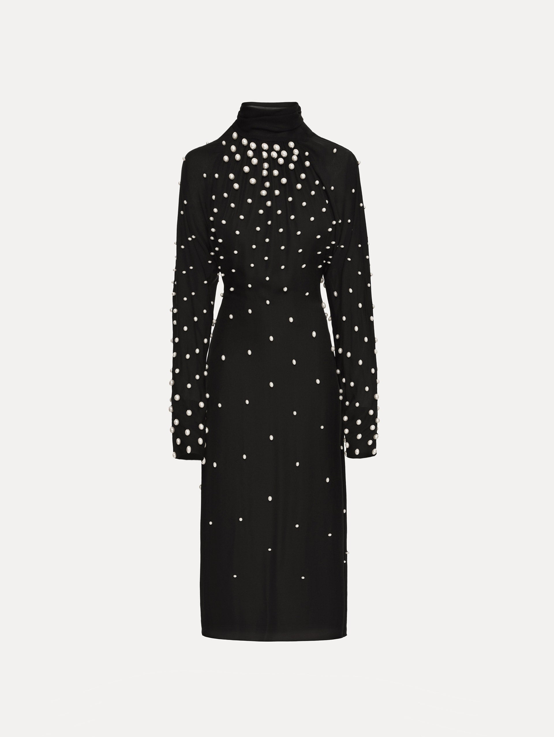 Oscar de La Renta Pearl Cluster Georgette Dress - Natural Oscar de La Renta Pearl Cluster Georgette Dress - Natural