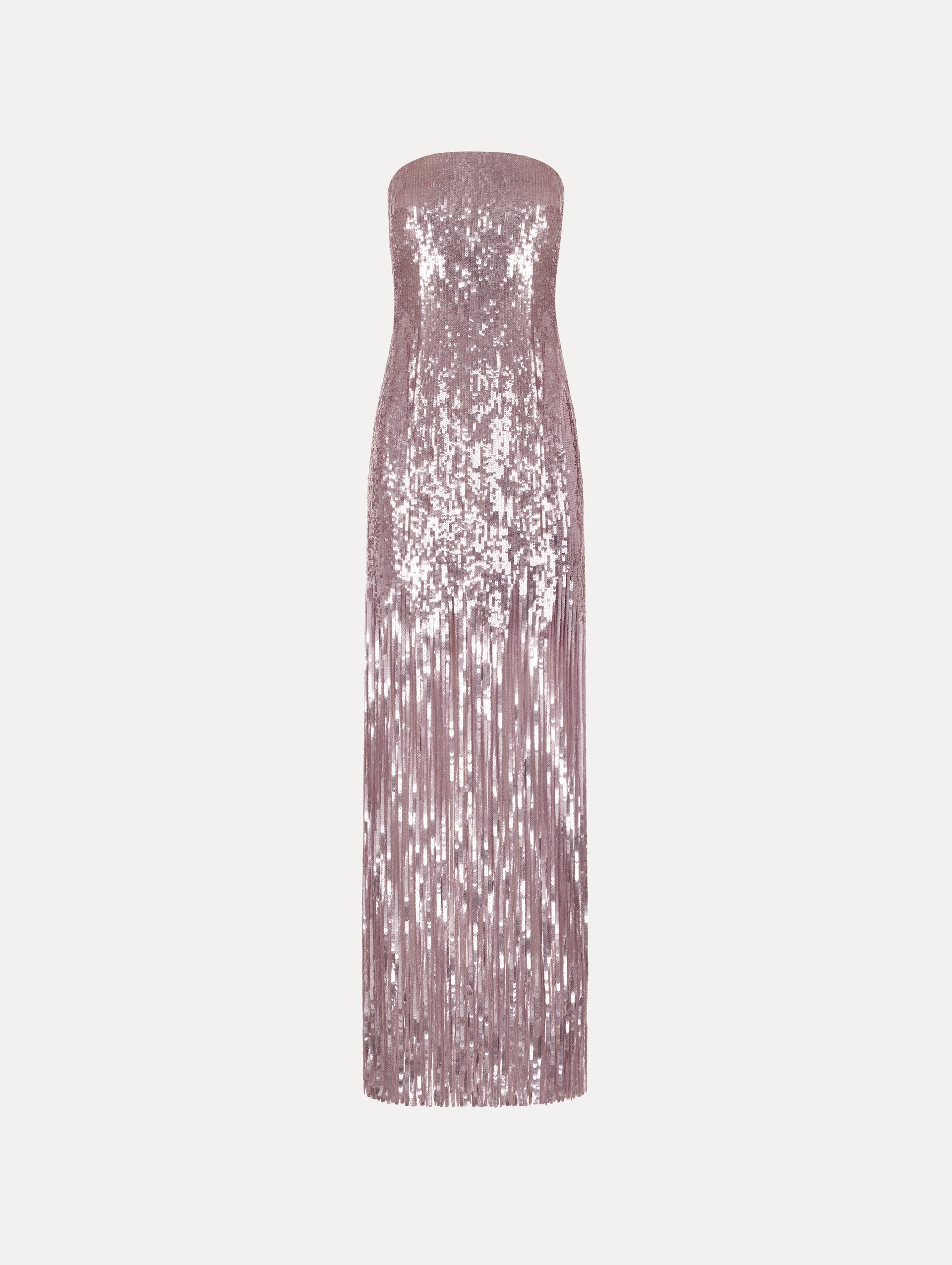 Sequin Fringe Strapless Gown 4