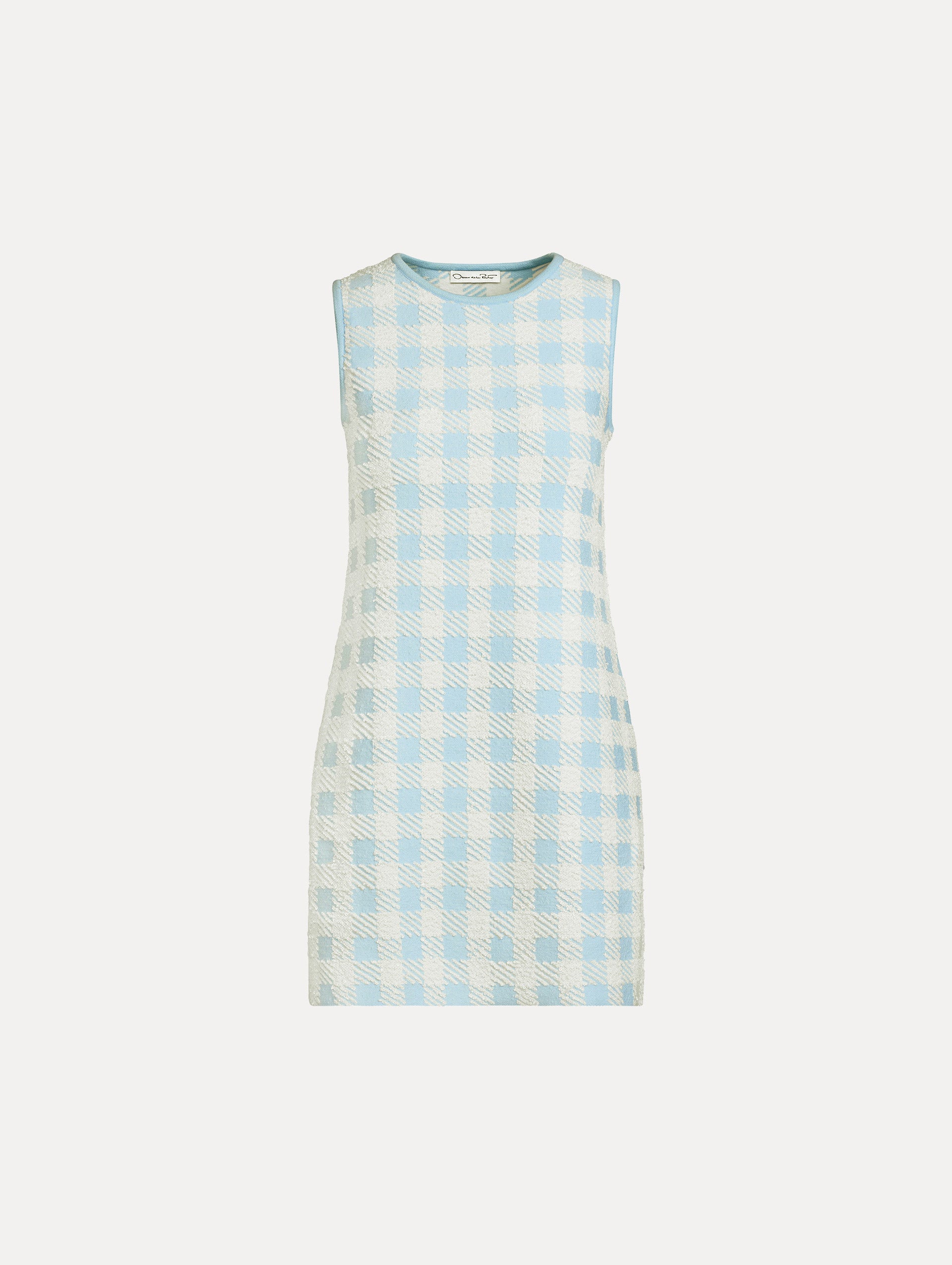 Oscar de La Renta Gingham Jacquard Shift Dress - Blue Oscar de La Renta Gingham Jacquard Shift Dress - Blue