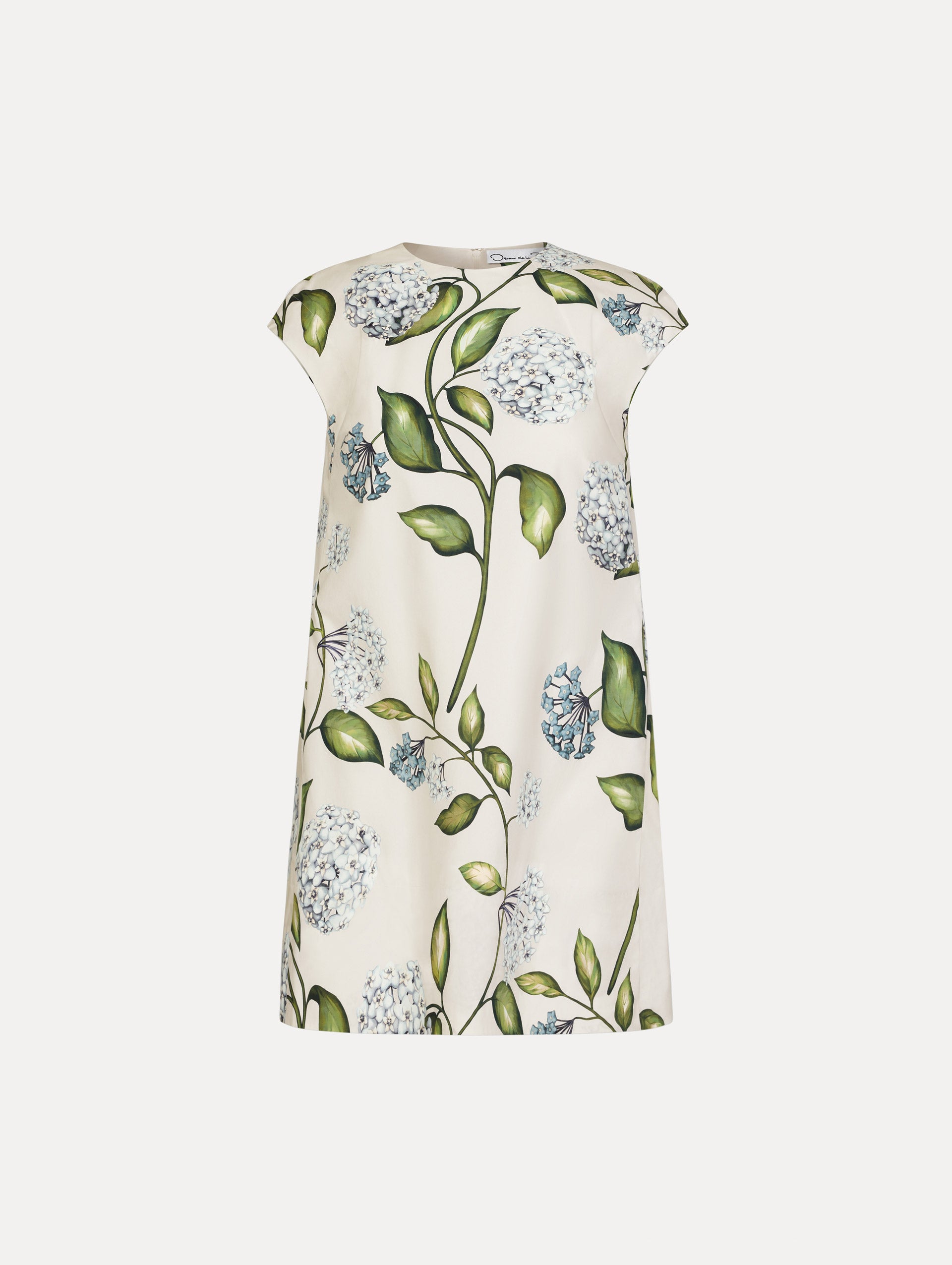printed cotton poplin mini dress Oscar de La Renta Porcelain Flower Cotton Poplin Mini Dress