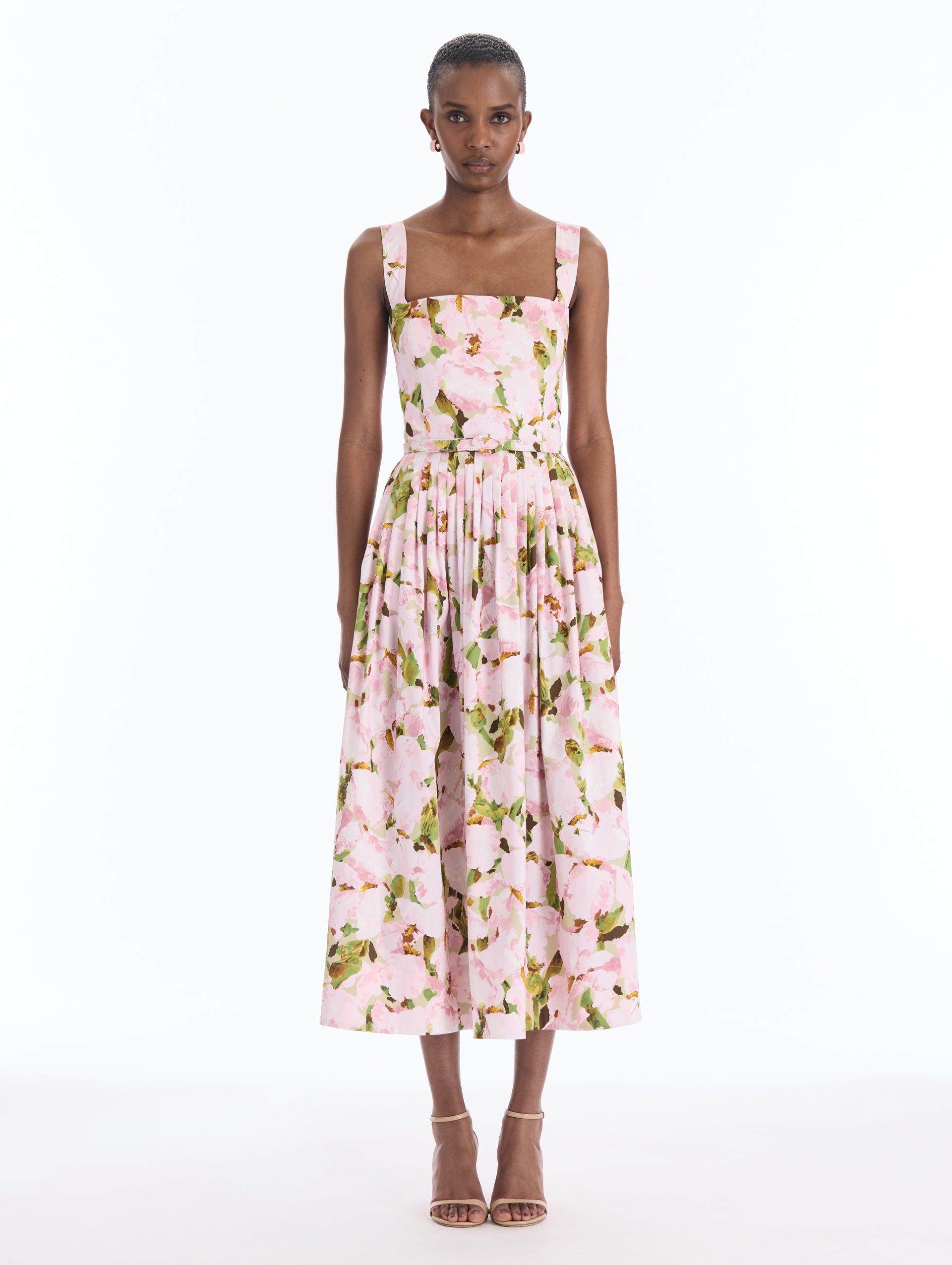 Watercolor Iris Cotton Poplin Sleeveless Dress 6