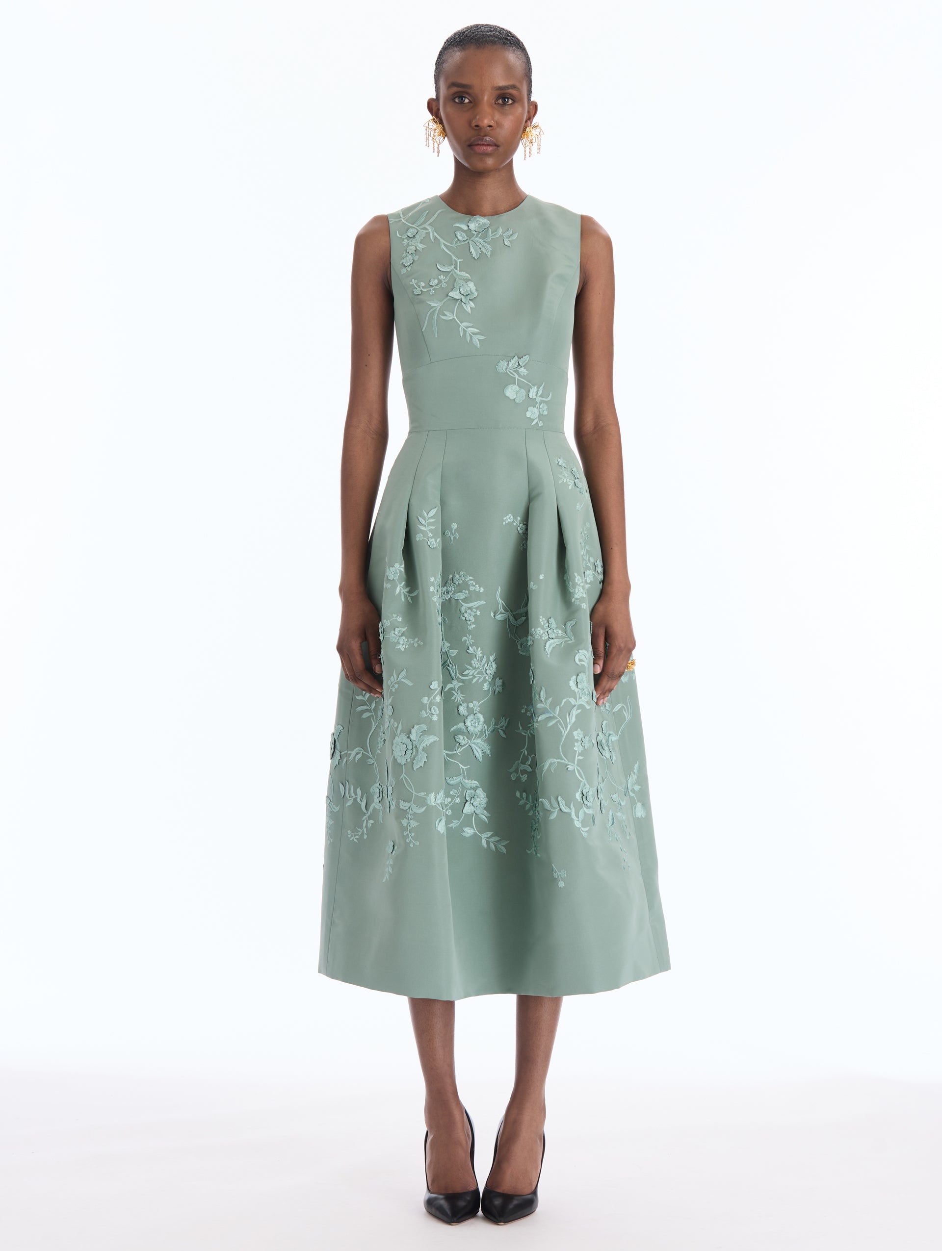 Iris Embroidered Faille Cocktail Dress