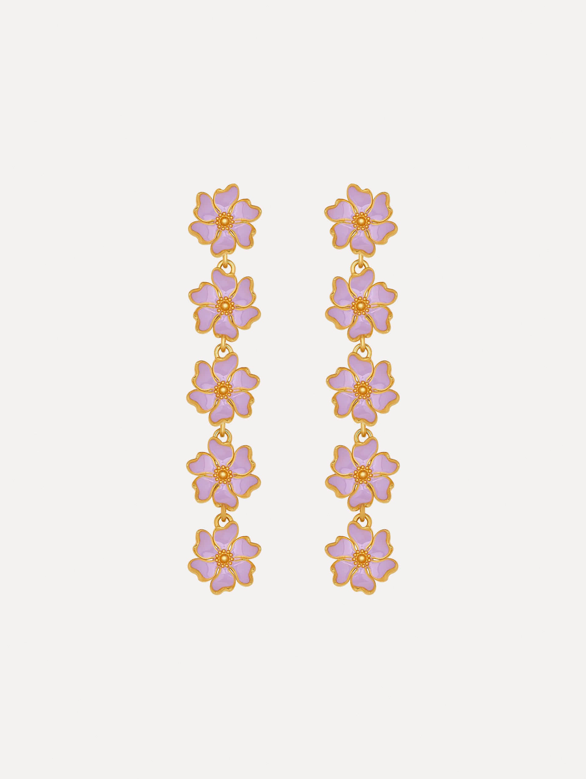 Enamel Cherry Blossom Drop Earrings