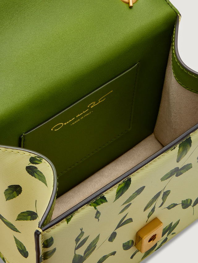 Inside of Yellow English Rose Printed Mini TRO Bag Zoom View