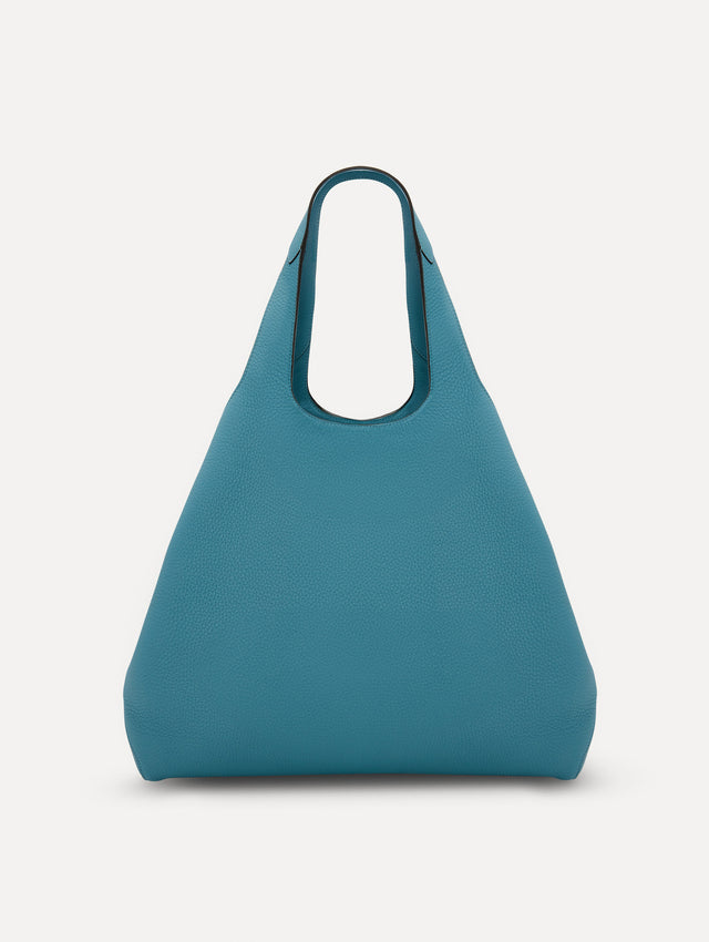 The Topaz Leather "tote" in Blue Front View