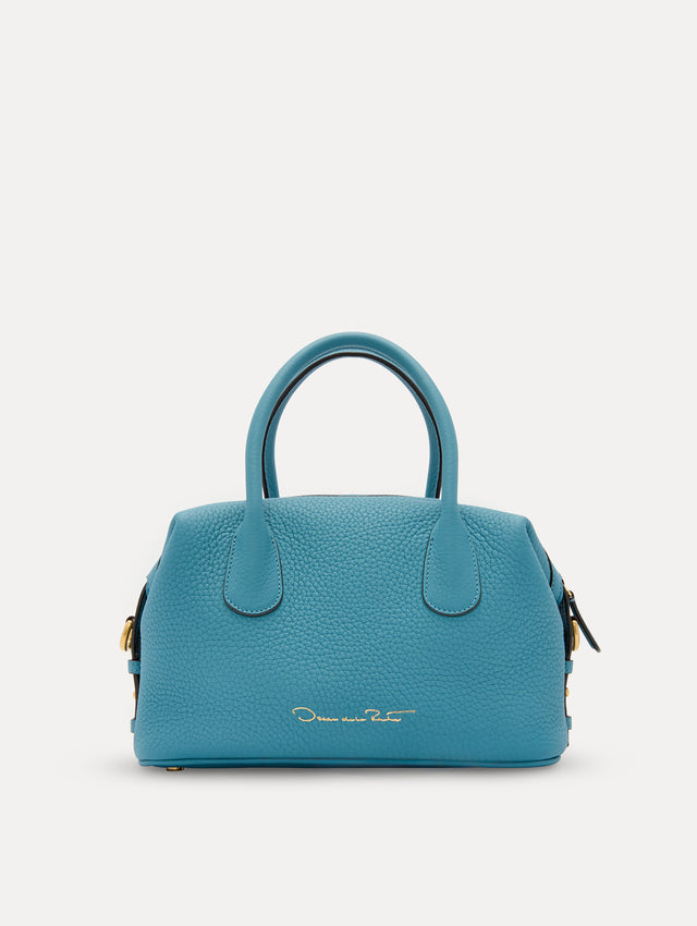 The Mini Dahlia Leather Handbag in Blue Back View