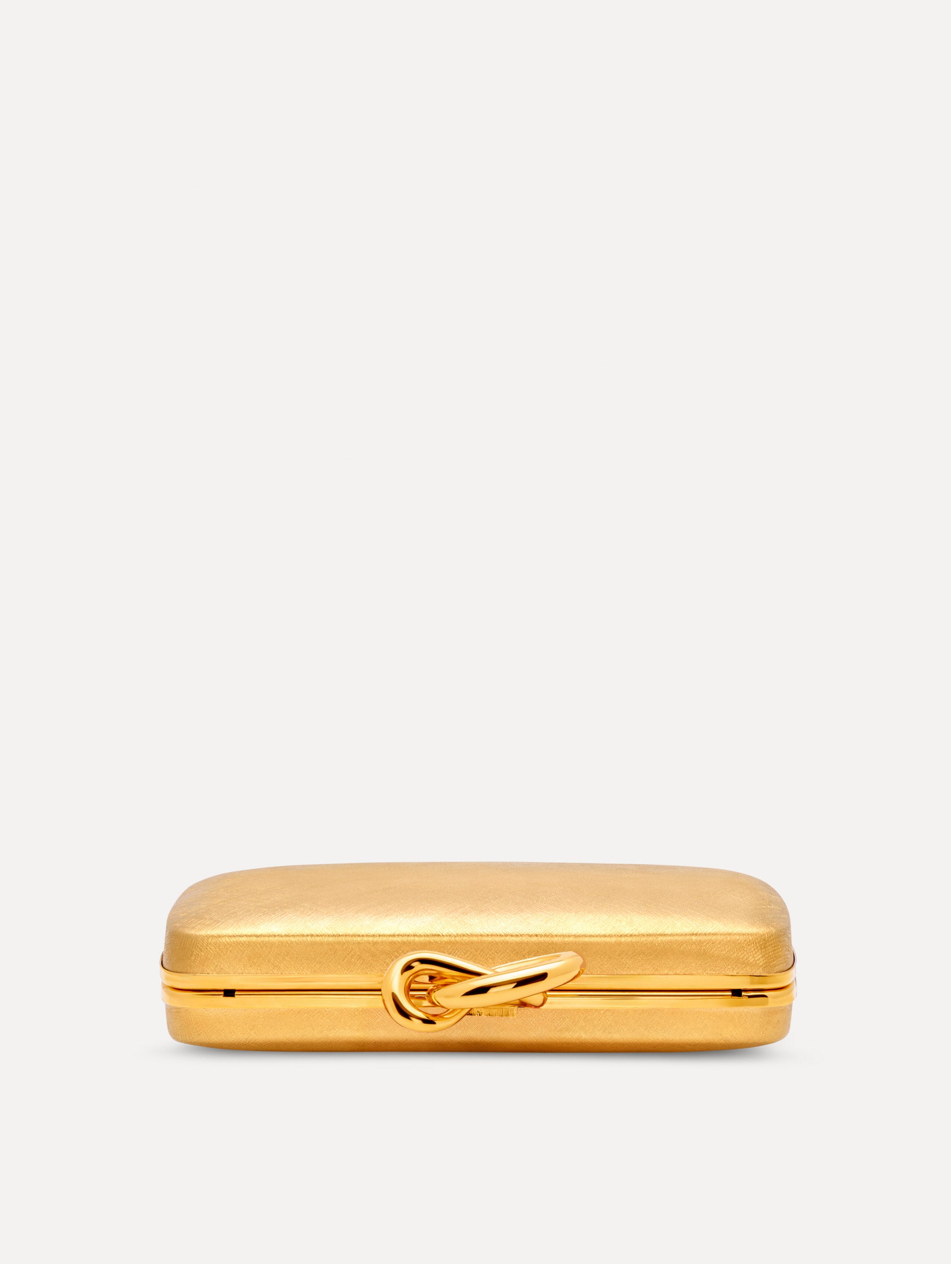 The Knot Minaudière in Gold. Top View.