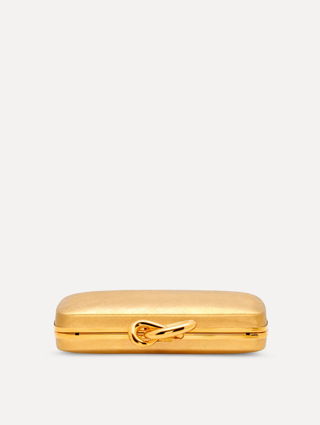 The Knot Minaudière in Gold. Top View.