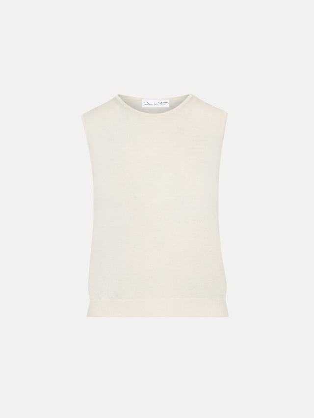 Wool-Blend Ivory Tank Front View