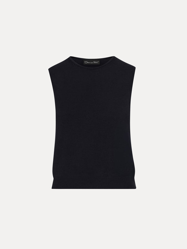 Navy Wool-Blend Tank Front View
