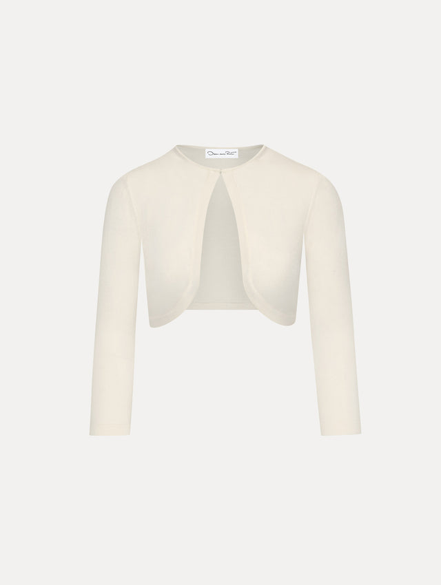 Wool-Blend White Bolero Front View