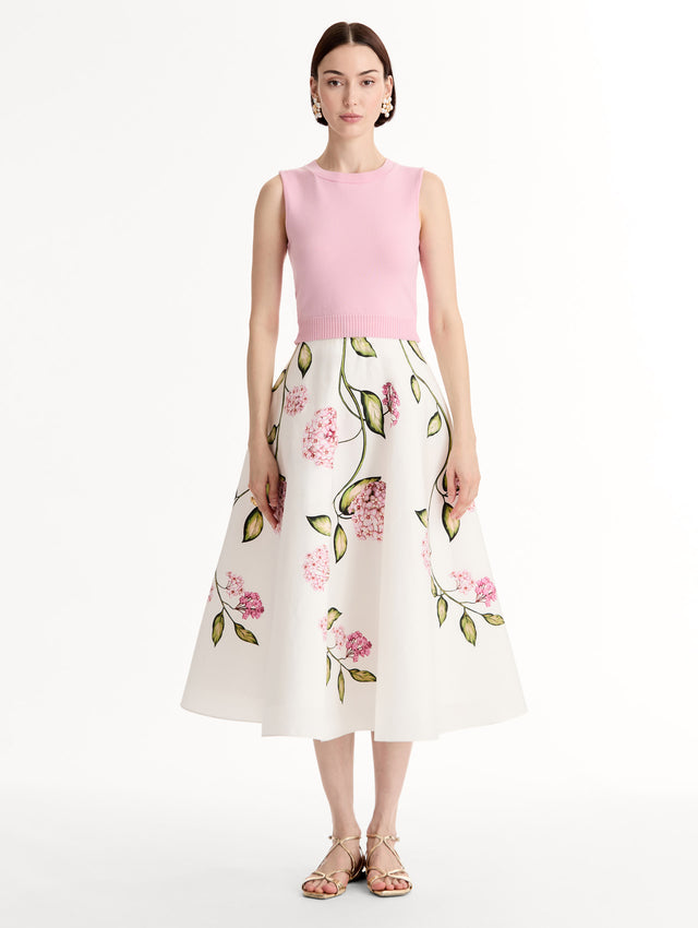 Pink, Sleeveless, Wool Cropped Tank. Front View. 