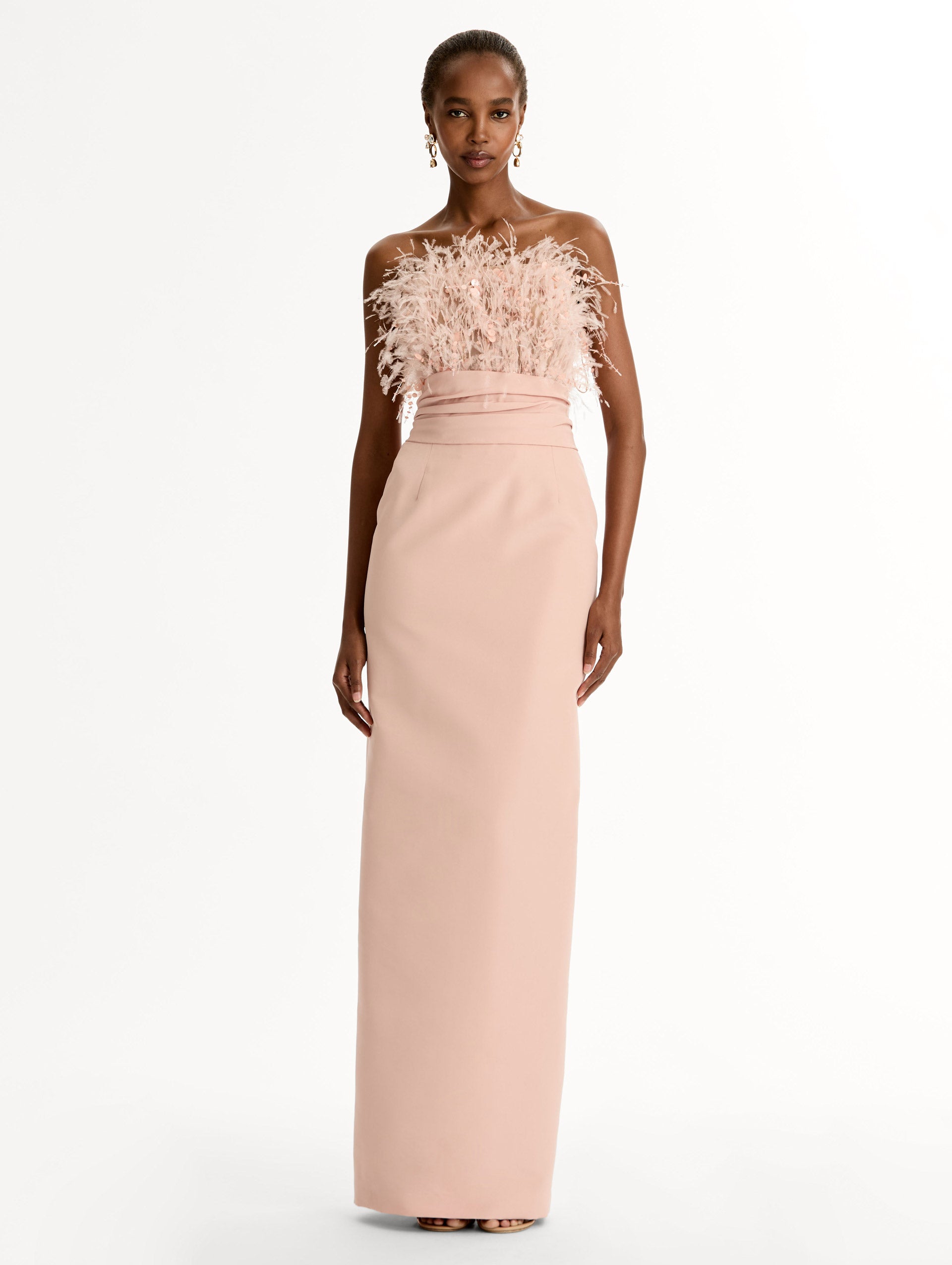 Point dEsprit Feather Embroidered Gown 0 Point dEsprit Feather Embroidered Gown 0