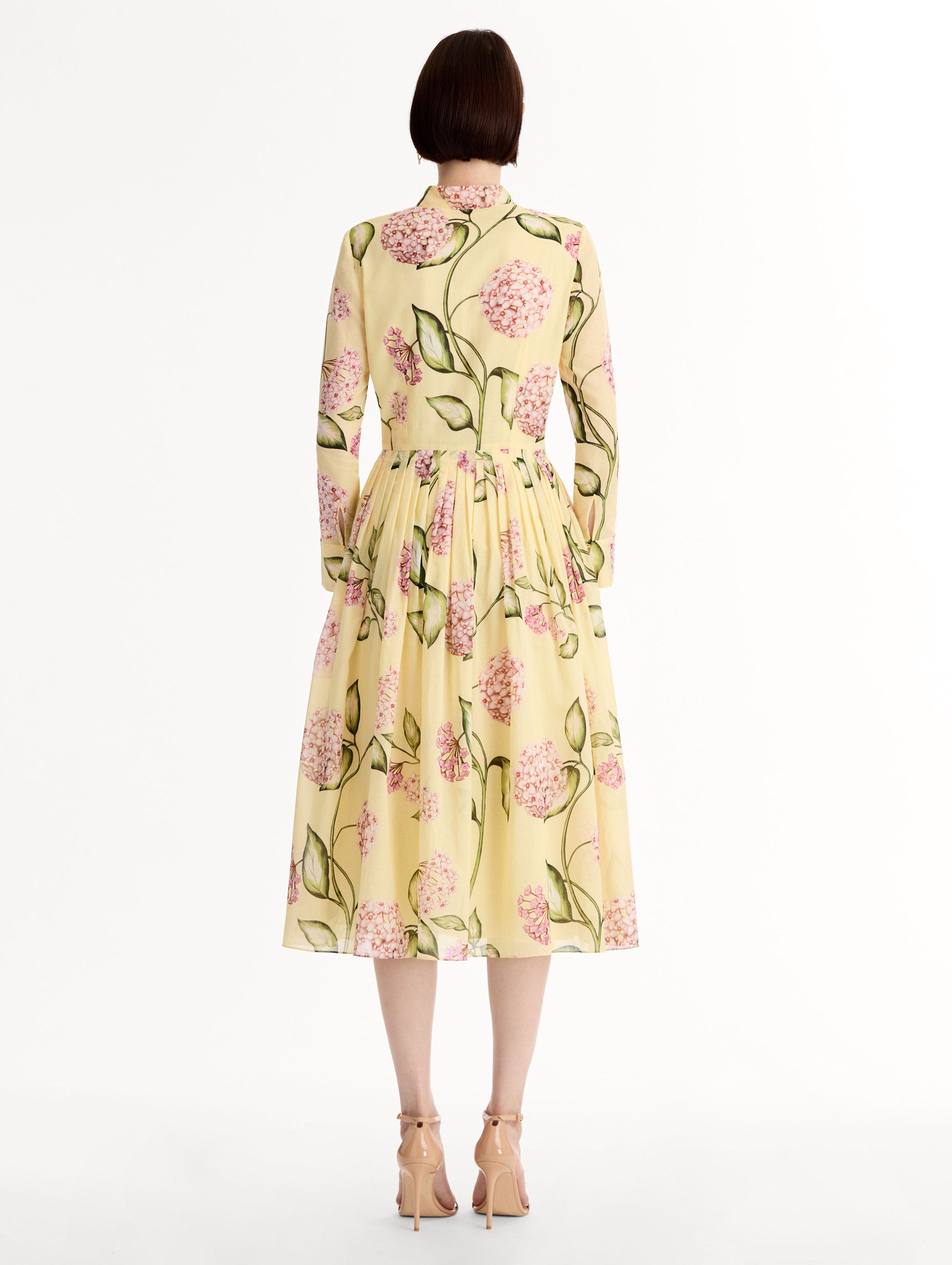 Oscar de La Renta | Porcelain Flower Cotton Poplin Long-Sleeve Dress Oscar de La Renta | Porcelain Flower Cotton Poplin Long-Sleeve Dress