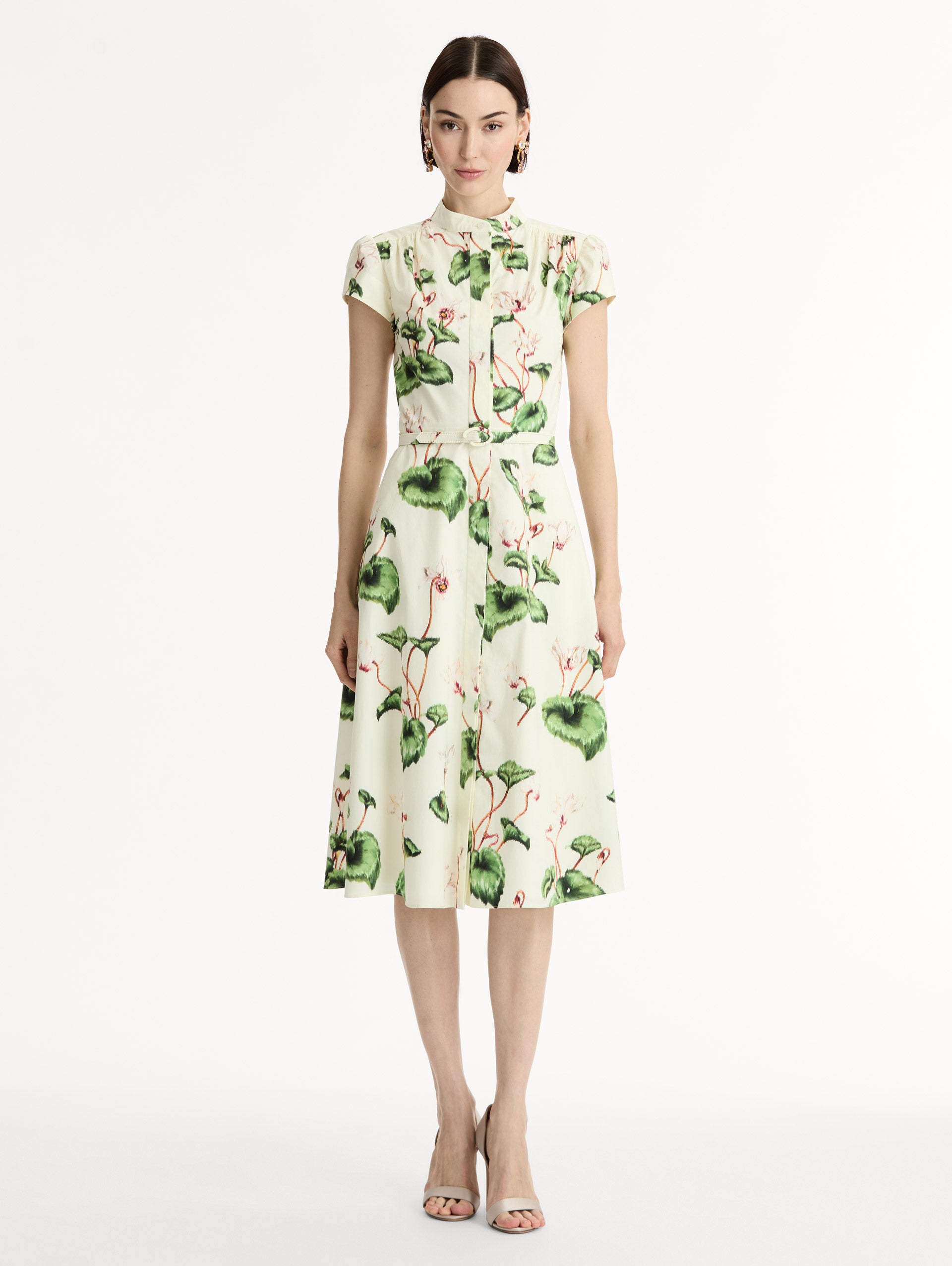 Chiné Cyclamen Cotton Poplin Cap Sleeve Dress