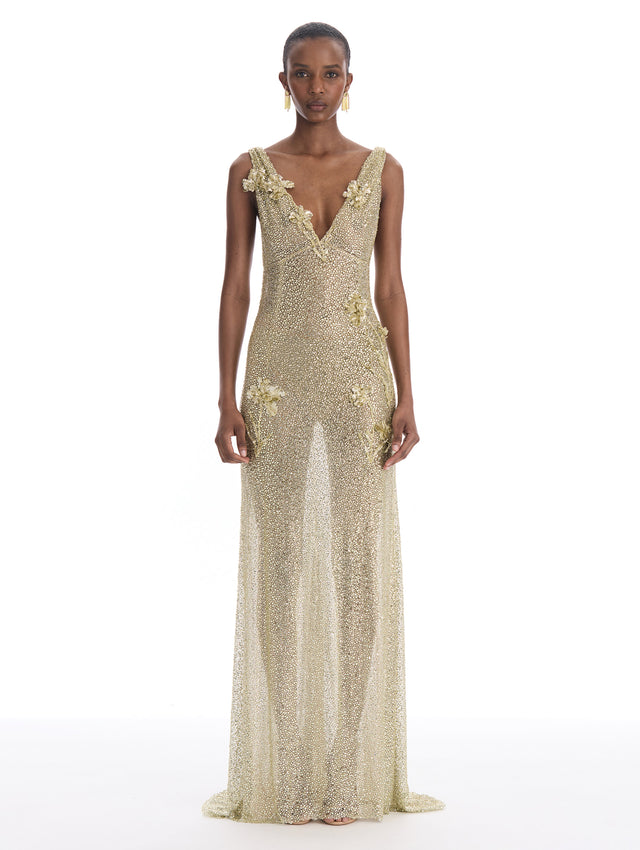 Crystal Floral Embroidered Gown
