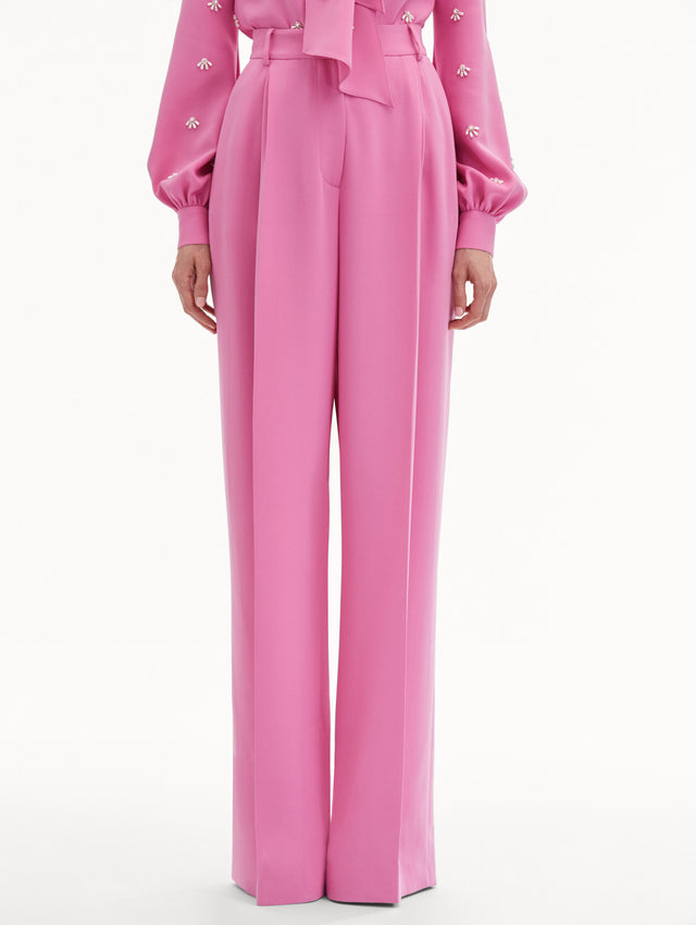 Pink Wide Leg Silk Georgette Pant
Front View