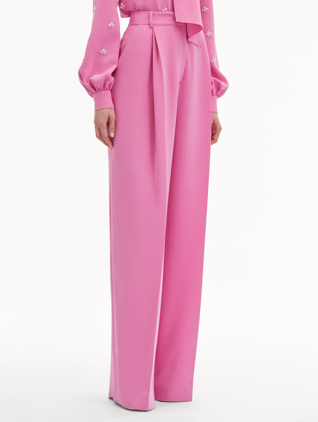 Pink Wide Leg Silk Georgette Pant
Side View