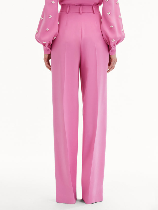 Pink Wide Leg Silk Georgette Pant
Back View