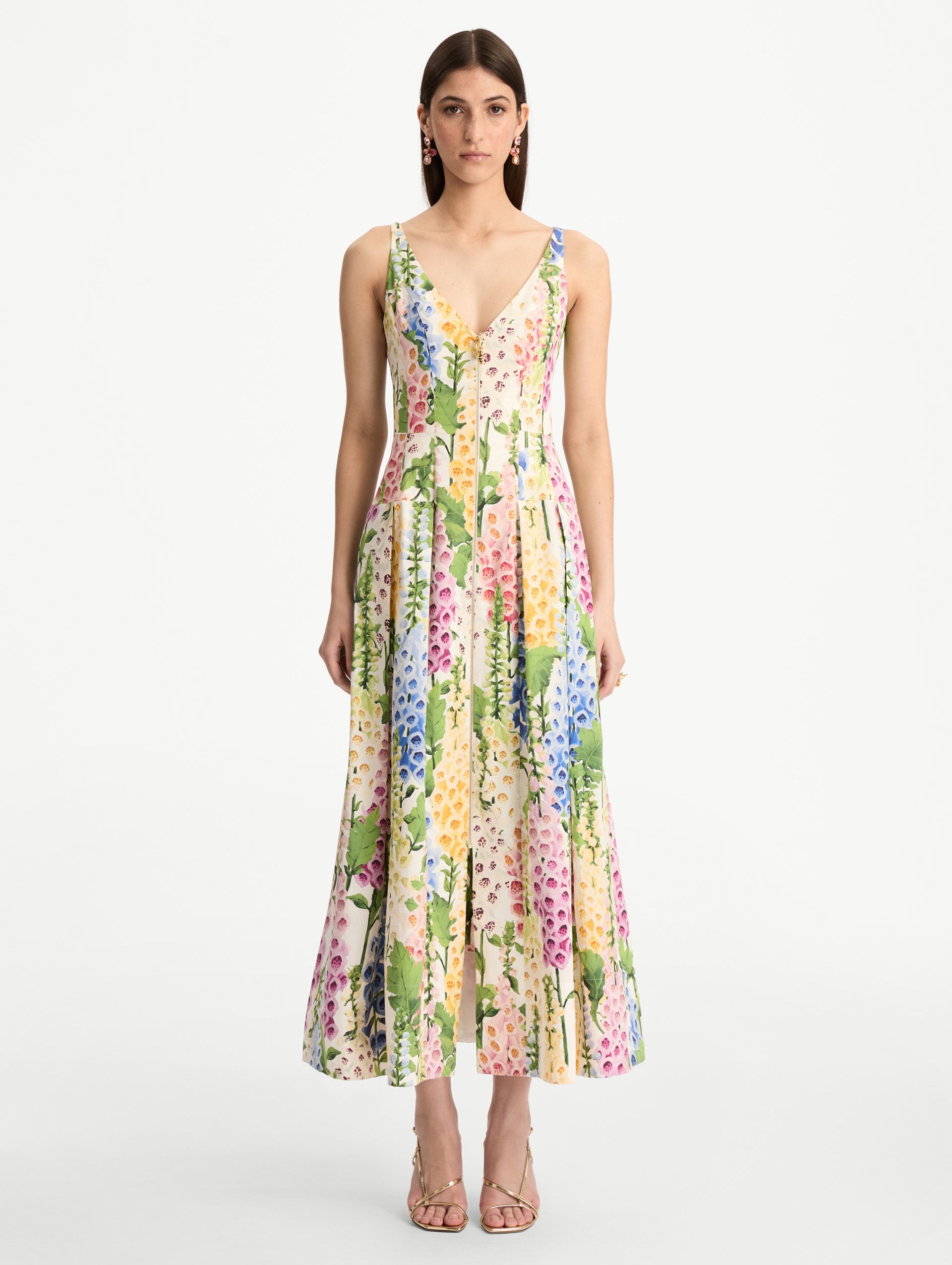 Oscar de La Renta Foxglove Cotton Poplin Dress