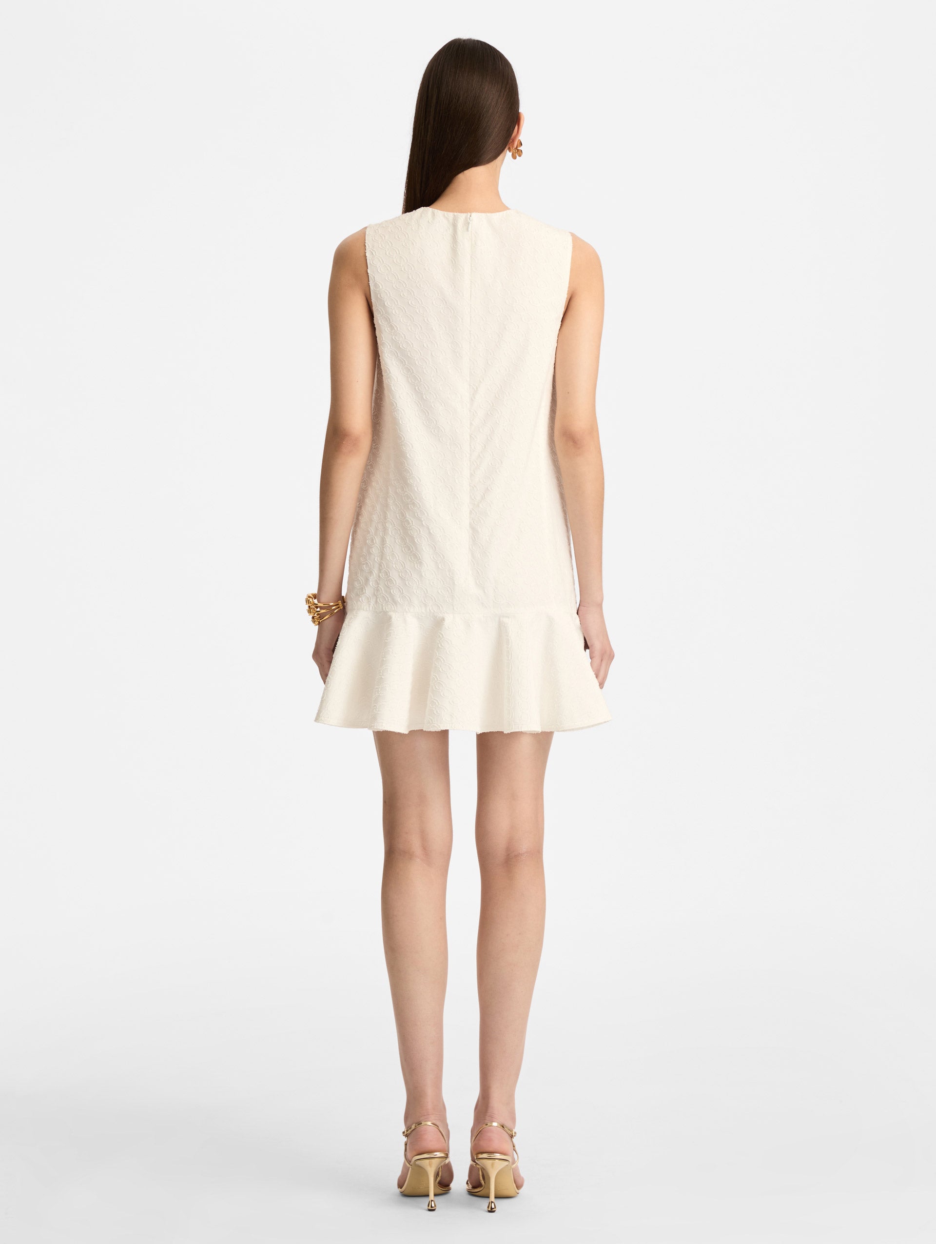 Oscar de La Renta Chain-Link Cotton Poplin Dress - Floral Oscar de La Renta Chain-Link Cotton Poplin Dress - Floral
