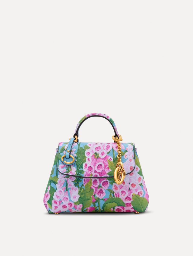 Gold Knotted Bag Charm with chain drop ending in an interlocking knot charm. Front View.