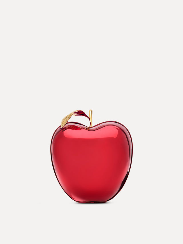 The Apple Minaudière in the color red. Front view.