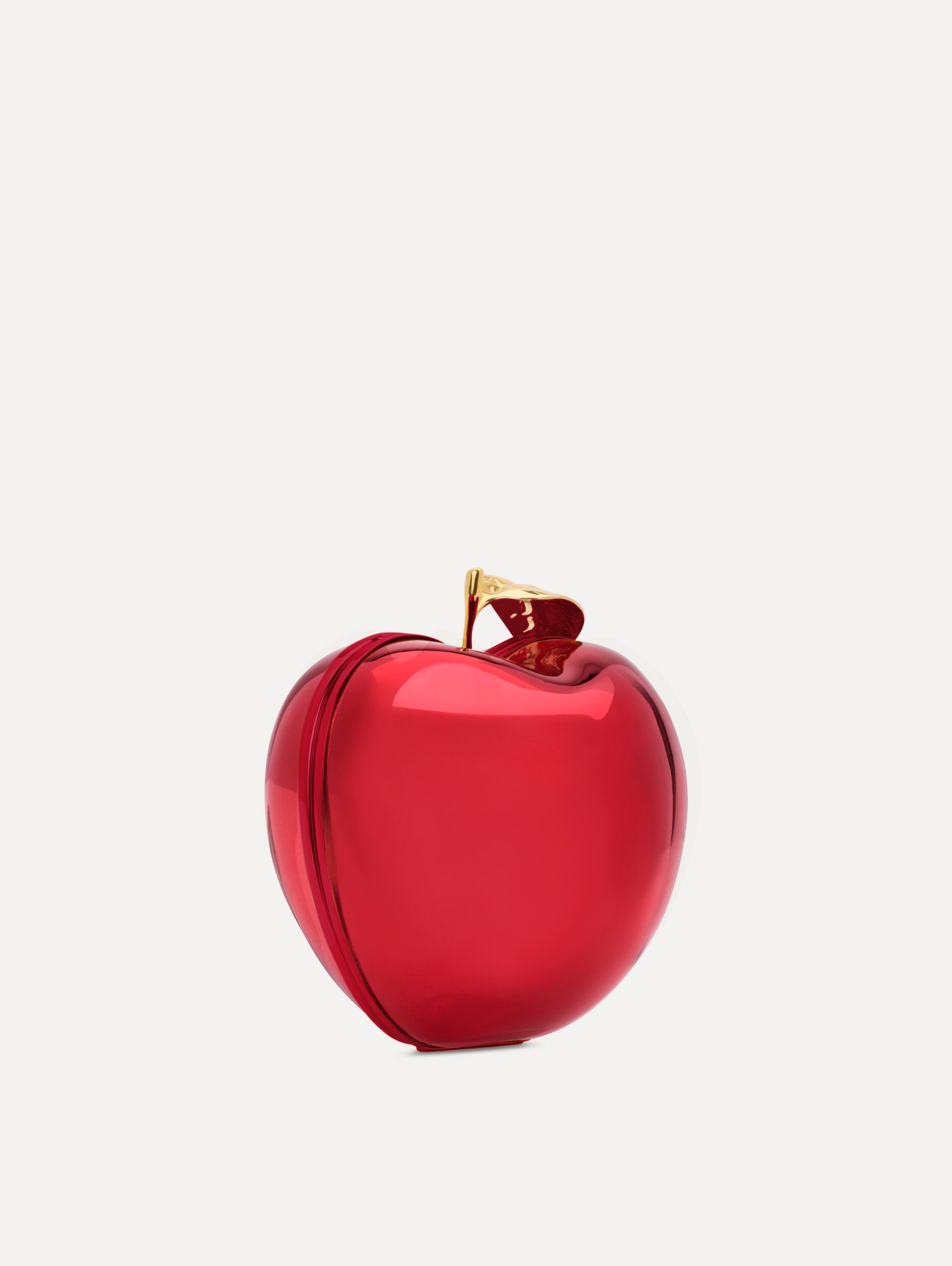 The Apple Minaudière in the color red. Back view. 