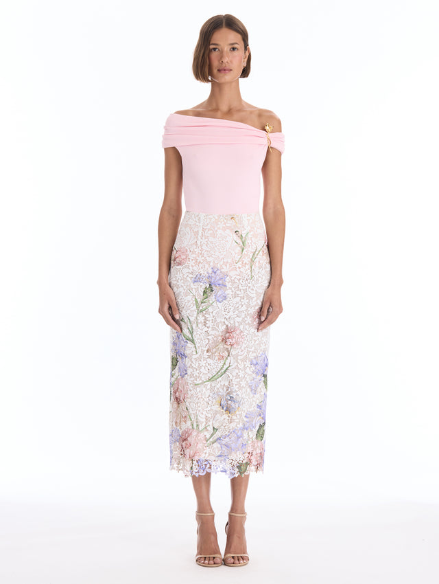 Iris Brooch Off-Shoulder Blouse