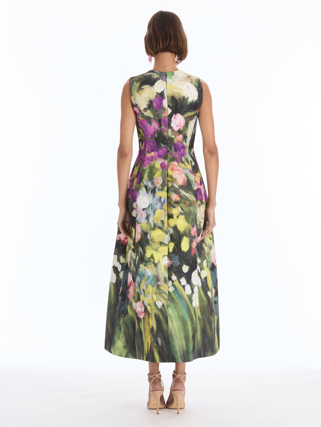 Abstract Garden Faille Dress