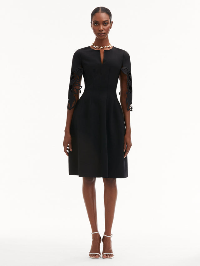 Black Orchid Sleeve Split Neck Midi Dress
Front View