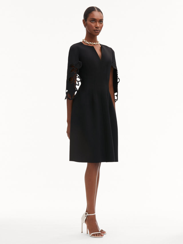 Black Orchid Sleeve Split Neck Midi Dress
Side View