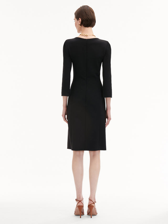 Black Wool & Chiffon Inset Dress
Back View