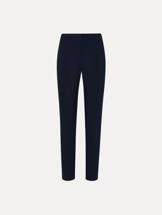 Navy Zip-Front Skinny Pant Front View