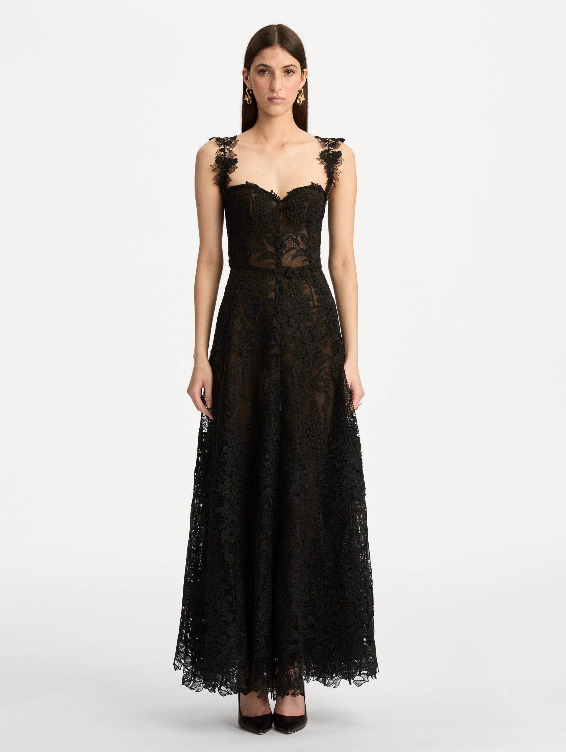 Oscar de La Renta Foxglove Lace Dress - Black Oscar de La Renta Foxglove Lace Dress - Black