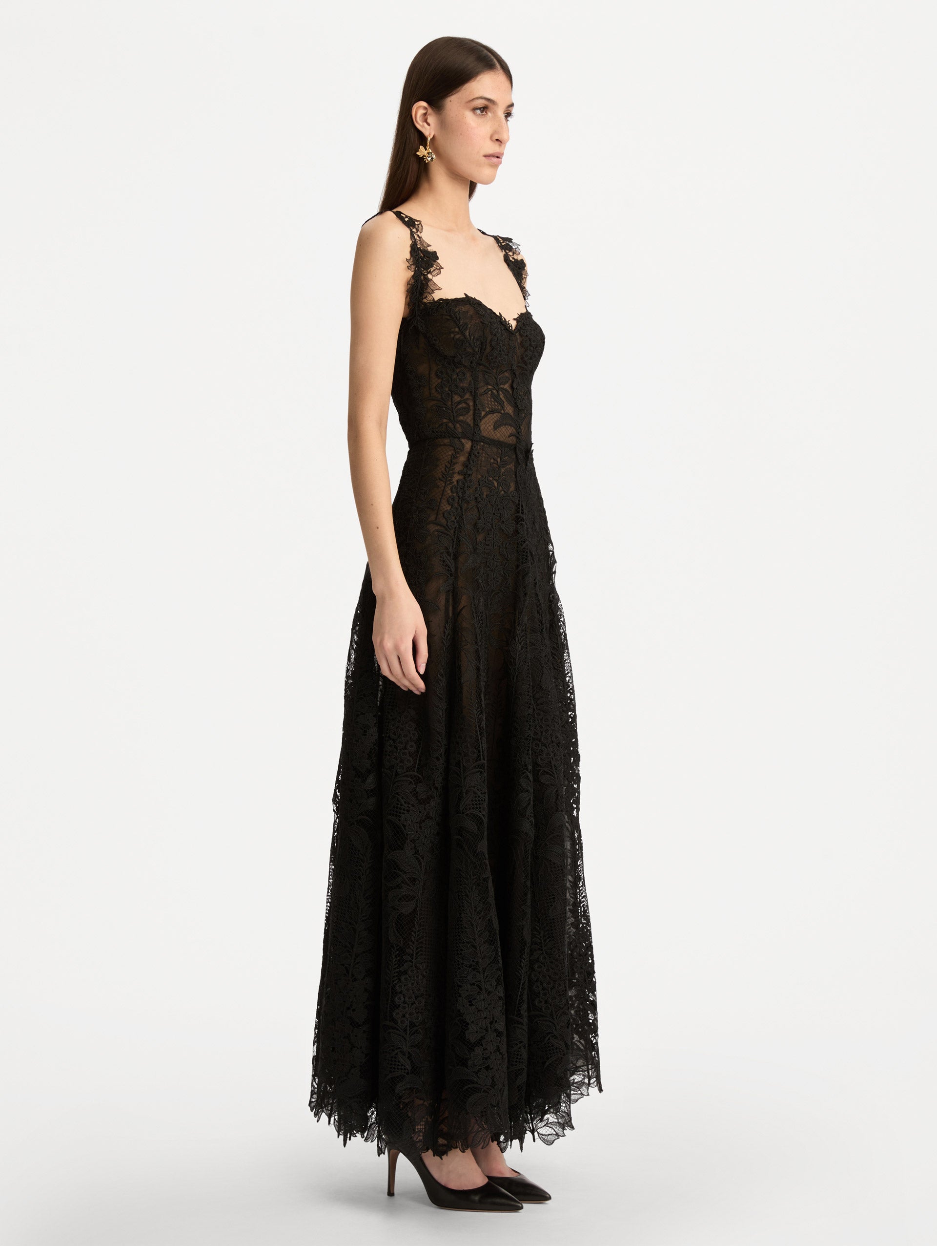 Oscar de La Renta Foxglove Lace Dress - Black Oscar de La Renta Foxglove Lace Dress - Black