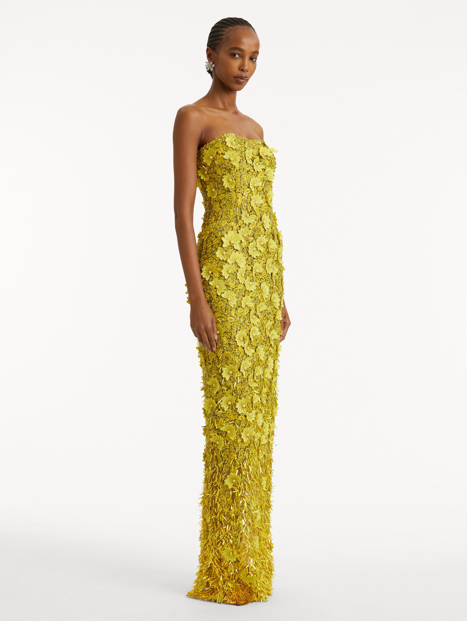 Peony Sequin and Raffia Embroidered Gown