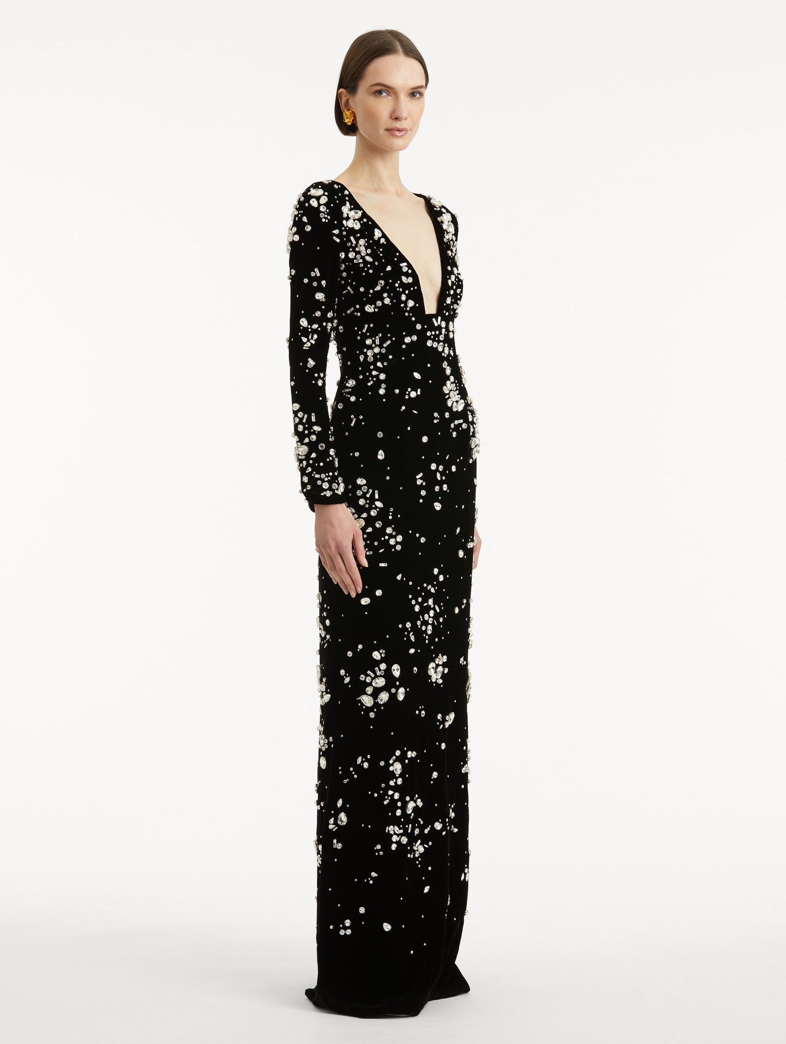 29917 Crystal Embellished Short Sleeves Gown main image 0