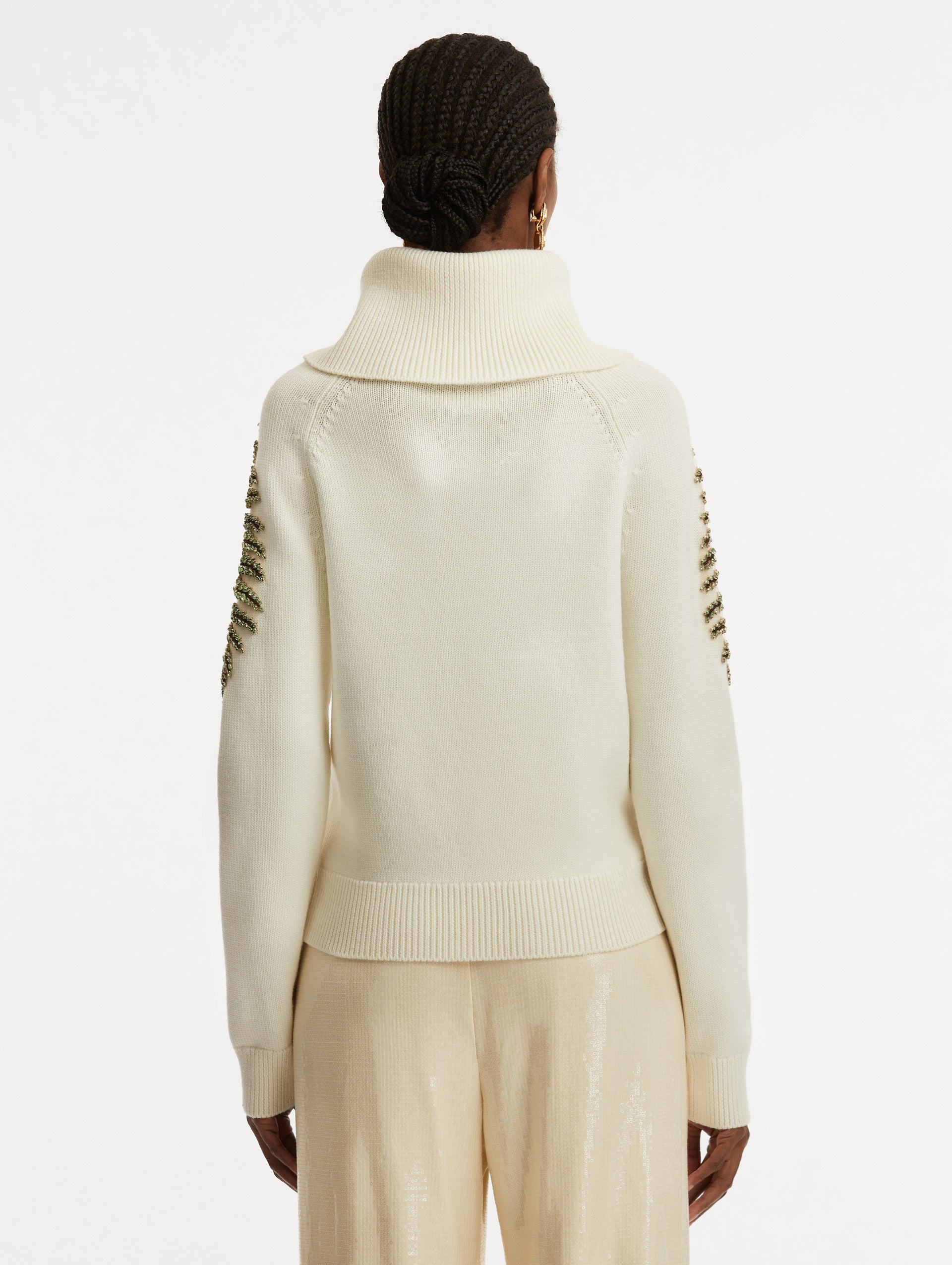 Fern Crystal Embroidered Turtleneck