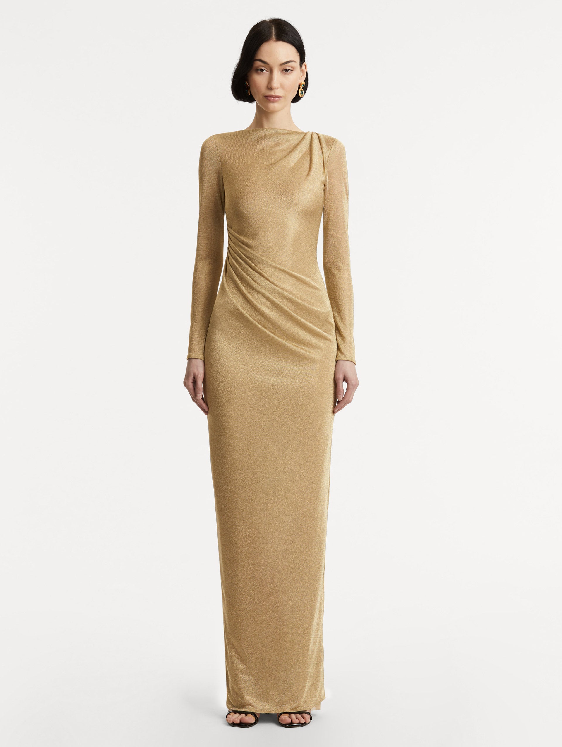 draped metallic jersey maxi dress Ieena Duggal 27152