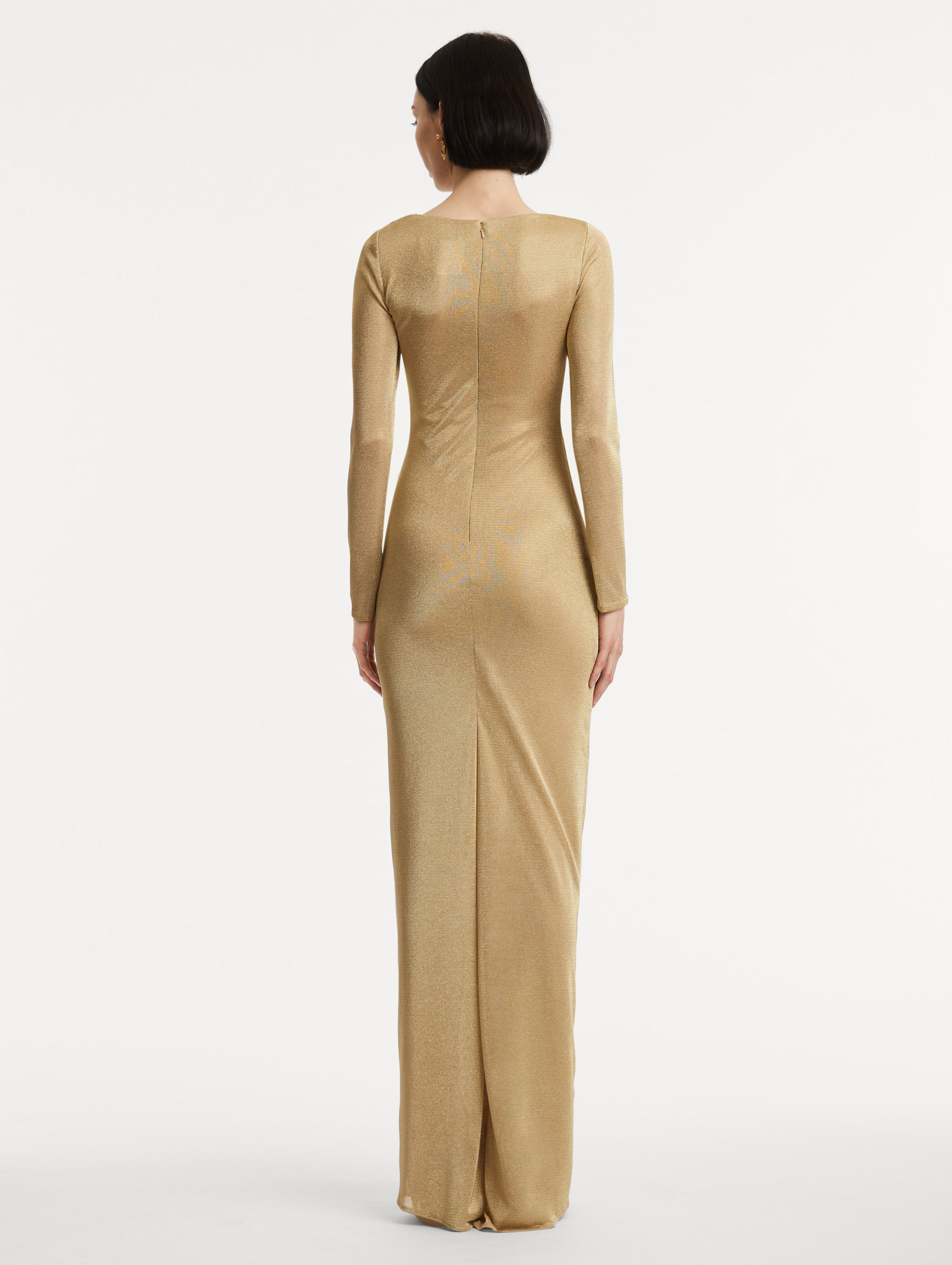 draped metallic jersey maxi dress Catherine Malandrino Stretchy Gunmetal Metallic Jersey Long Maxi Party Dress 10