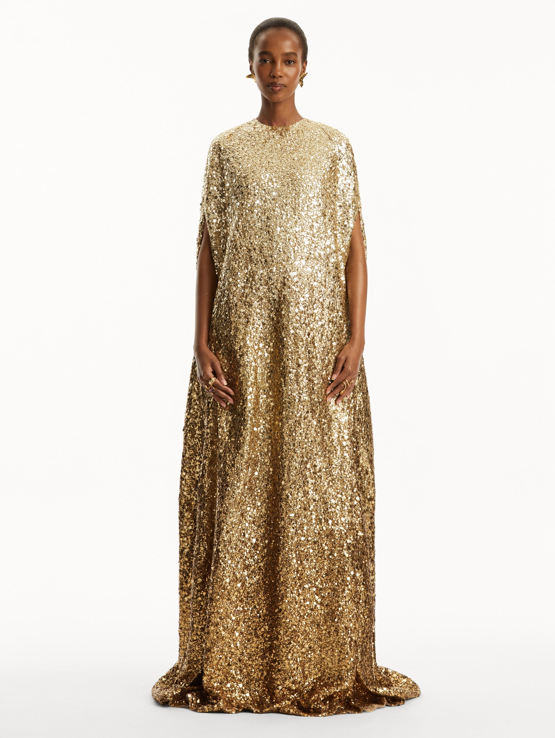 Metallic Ombr Sequin Embroidered Caftan Metallic Ombr Sequin Embroidered Caftan
