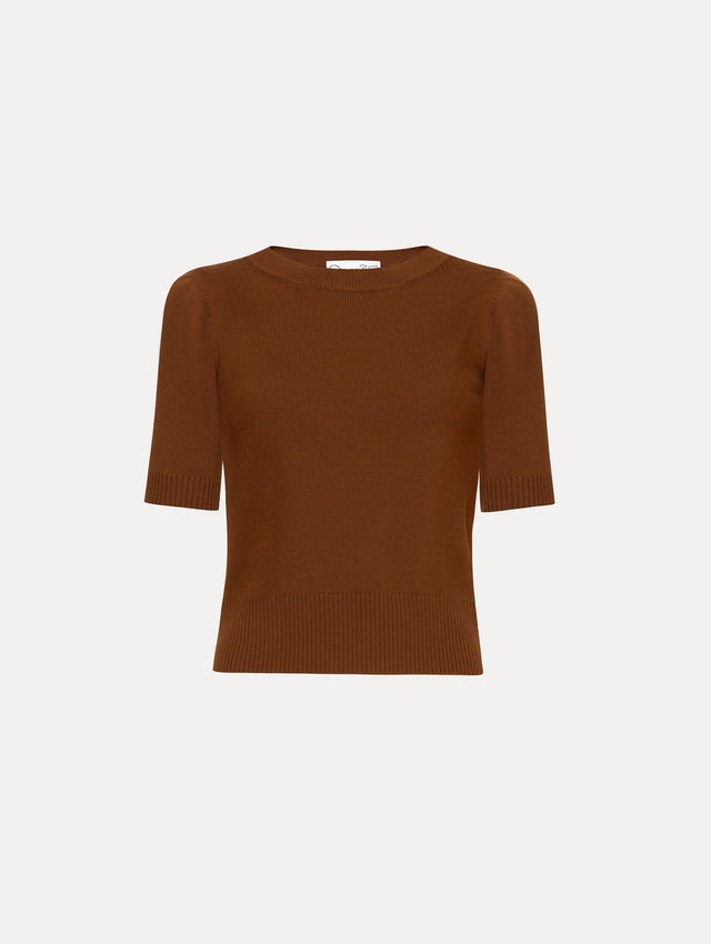 Short sleeve brown wool pullover