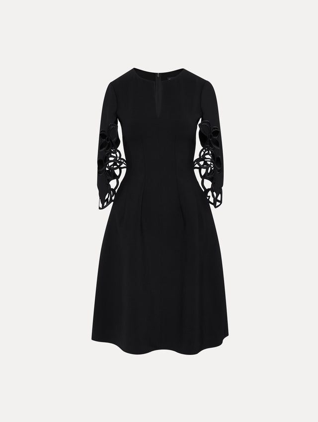 Black Orchid Sleeve Split Neck Midi Dress Front View