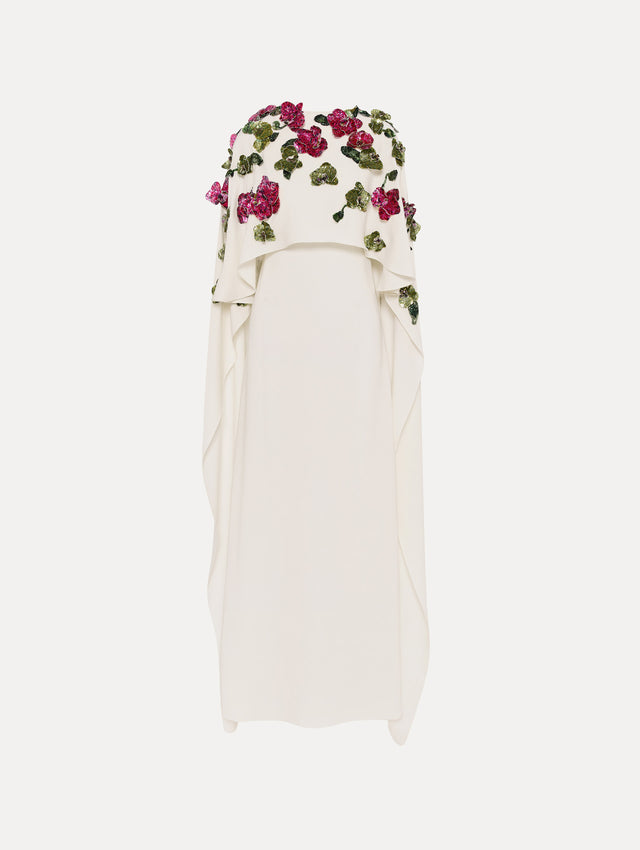 Orchid Sequin Embroidered White Caftan
Front View