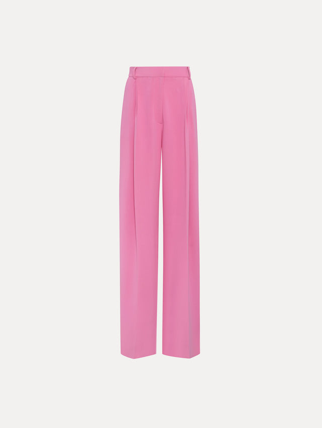 Pink Wide Leg Silk Georgette Pant Front View