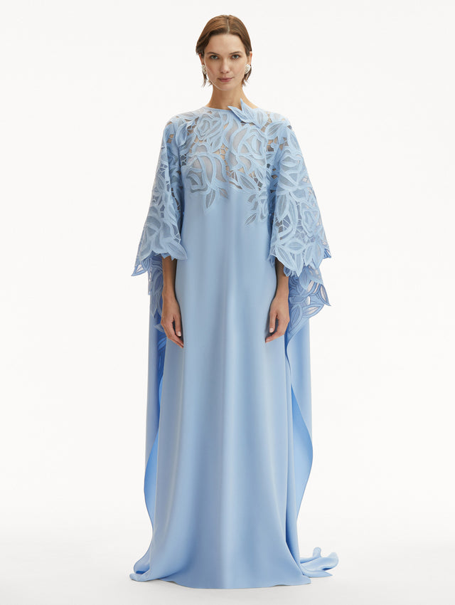 English Rose Cutout Light Blue Caftan Front View